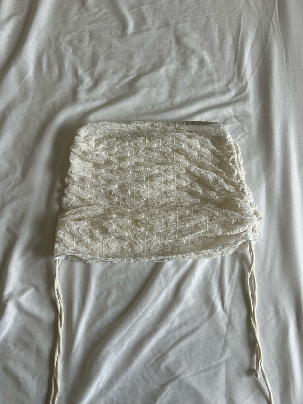 White Ruched Mini Skirt - Women